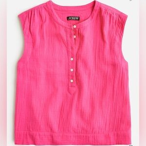 J. Crew Soft Gauze Bright Pink Cora Button Sleeveless Top in Small